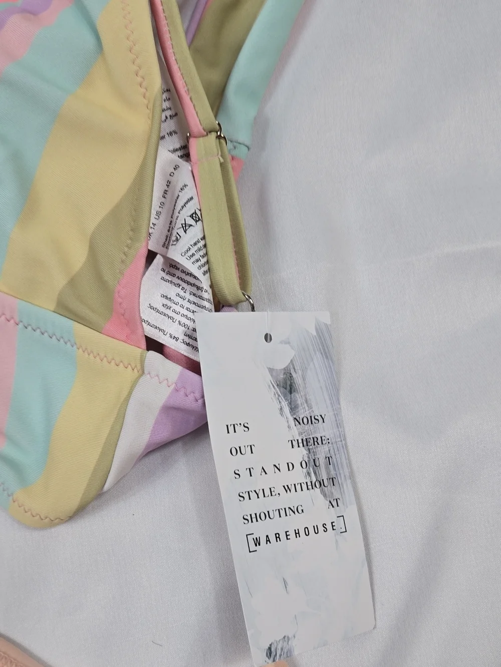 Xhilaration Pastel Striped Triangle Bikini Top with Peach Bottoms L & 10
